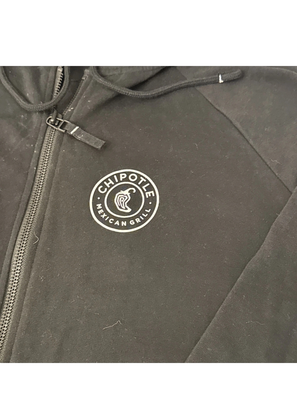 Hot Topic Black Zip-Up Hoodie with Chipotle Logo